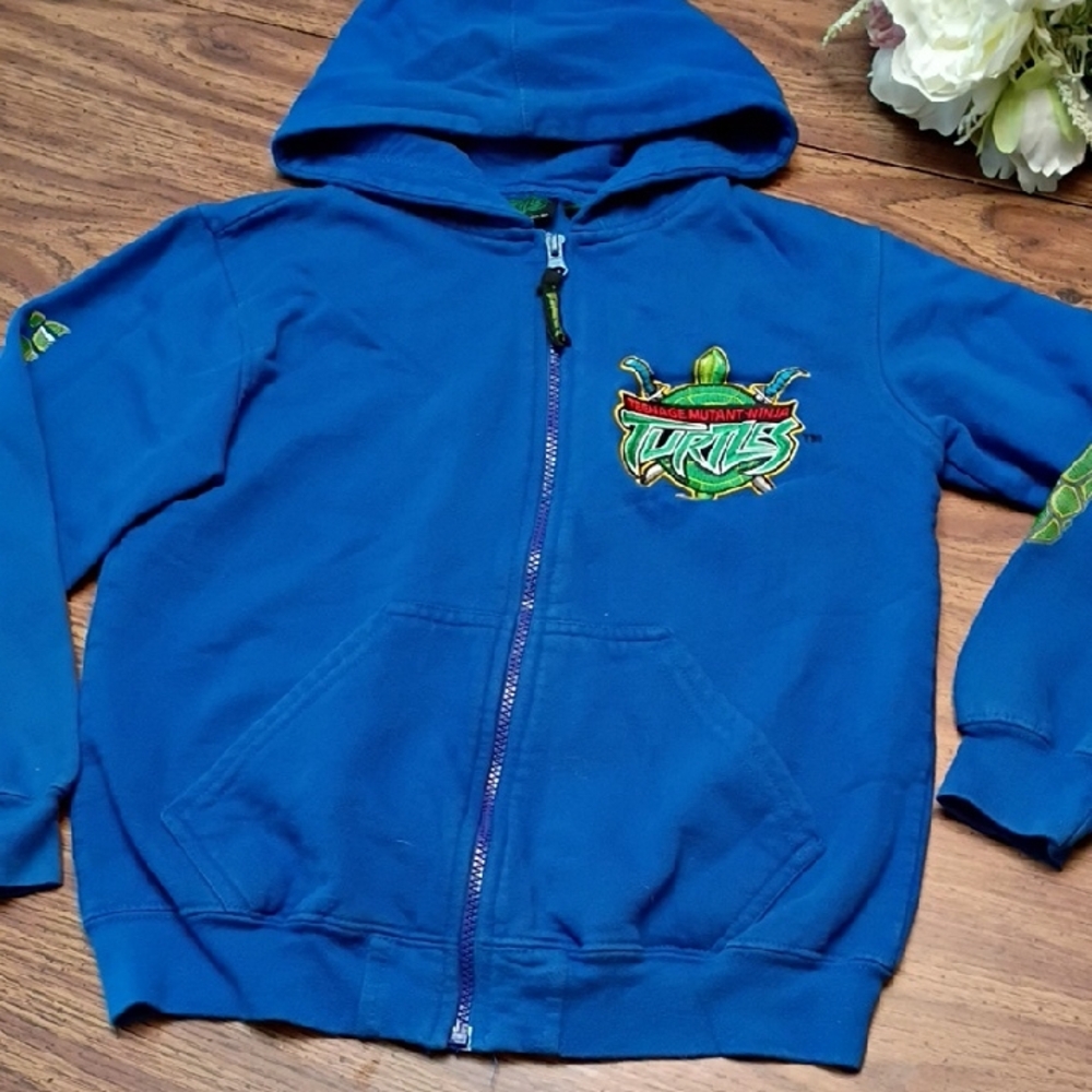 🐢 TMNT 2003 Vintage Embroidered Kids Blue Hoodie